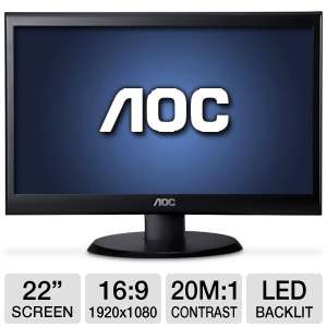 AOC e2250Swdn 22 Class Widescreen LED Backlit Monitor   1920 x 1080 