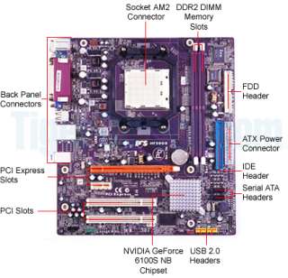 ECS GeForce 6100SM M (1.0) Motherboard   NVIDIA, Socket AM2, MicroATX 