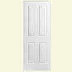   80 in. x 1 3/8 in. Wood White 4 Panel Textured Left Hand Prehung Door