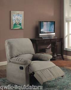 NEW MICROSUEDE GLIDER RECLINER CHAIR COMES IN CHOCOLATE SAGE OR BEIGE 