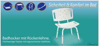 NEU Duschstuhl + Lehne Duschsitz Badhocker Wannensitz  