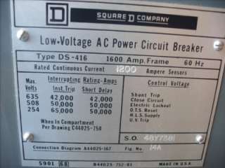 Square D Amptector II Model TR 1600A Circuit Breaker  