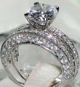 6ct Vintage Style Wedding Engagement 2 Ring Set SIZE 6  