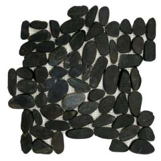   Black 11 3/4 in. x 11 3/4 in. Natural Stone Mosaic Floor and Wall Tile