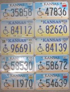 Lot of 10 Kansas Bulk Wheelchair License Plates  