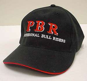 PBR Professional Bull Riders Baseball Cap Black W/ Red  