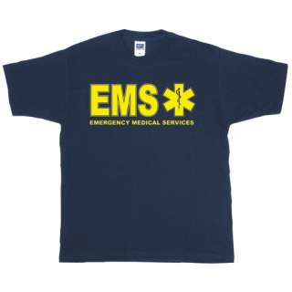Navy Blue/Gold EMS IMPRINT/LOGO 2 SIDE T SHIRT – Emergency Medical 
