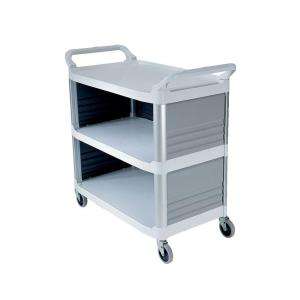   ProductsXtra Utility Cart with Enclosed End Panels and Side, Off White
