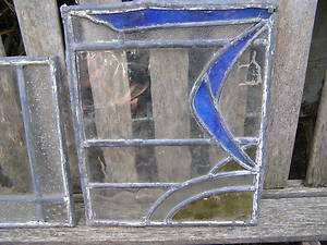 ANTIQUE LEAD STAINED GLASS BOOMERANG DOOR PANEL WINDOW  