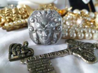   JEWELRY LOT SIGNED MONET NAPIER ROMAN POISON RING CLOCK PIN  