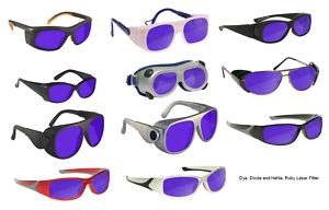 Dye Diode and HeNe Ruby Filter Laser Safety Glasses BG3  