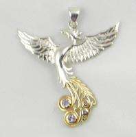 Sterling Silver GOLD RISING PHOENIX Amethyst Mythical Bird New  