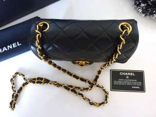   CHANEL Black Quilted Lambskin Leather 2.55 Mini Flap Bag GDHW  