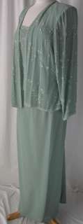 Mothers Beading Formal Gown Long Dress W Jacket Party Evening Sage 