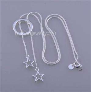 Fashion jewelry double star lariat silver necklace MN23  