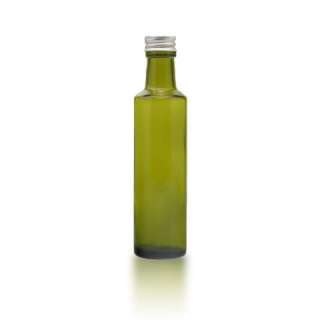 250 ml Glasflasche grün   runde Flasche, Ölflasche mit 