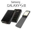 Flip Case Handy Klapp Tasche Samsung I9100 Galaxy SII S2 Croco Schwarz 