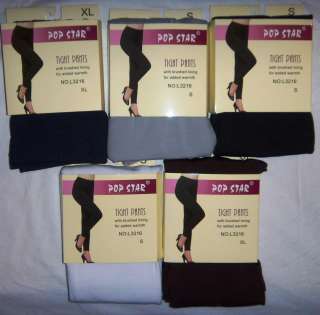   Footless Warm Winter Fleece Brush Lined Tights w/ Spandex   LARGE