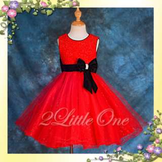 Flower Girl Wedding Pageant Dress Party Occasion Formal Red Size 6 7 
