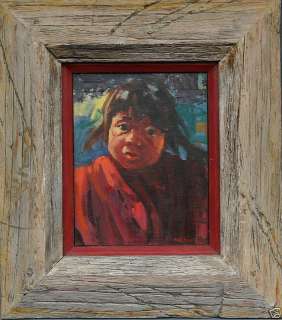 Phil Kooser Quileute Indian Girl, Cute original painting Washington 