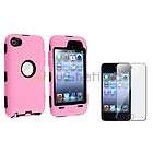 DELUXE PINK HARD CASE COVER SILICONE SKIN+Protector FOR IPOD TOUCH 4 