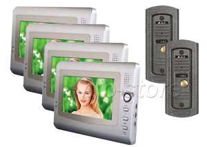 Four Monitor with Two Camera Video Door Phone Intercom  