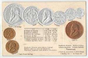 Postkarte aus Transvaal Englische Münzen  