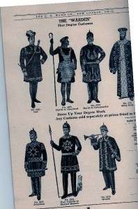 Vintage IOOF Odd Fellows Regalia Costumes Ward Catalog  