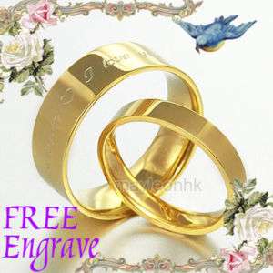 Gold P Name Engrave Matching Wedding Band Titanium Ring  