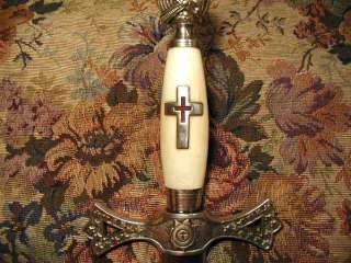RARE Old 1850s Masonic KNIGHTS TEMPLAR SKULL TOMB SWORD Medieval 