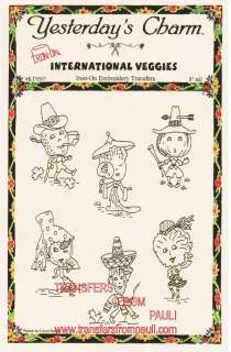 International Veggies Yesterdays Charm Hot Iron on Embroidery 