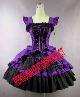 Victorian Gothic Lolita Cotton Purple Dress Ball Gown Knee length 
