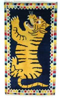 TIBETAN TIGER RUG Carpet Hand Woven 100% Wool 58 x 32  
