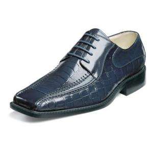 Stacy Adams Santino Ostrich Print Mens Leather Dress Shoes Navy 24195 
