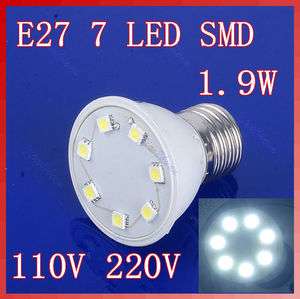   9W 7 LED SMD Pure White Light Bulb 220V Energy Saving Lamp  