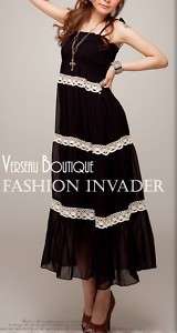 NEW Designer Inspird Black and White Chiffon Maxi Dress  