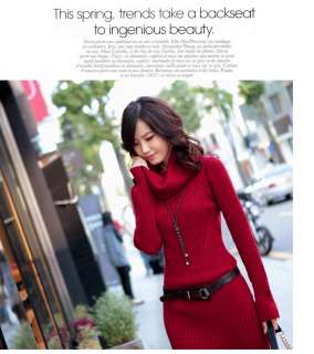 New Soft Korea Womens Slim Style Knitted Sweater Long Sleeve Dress 4 