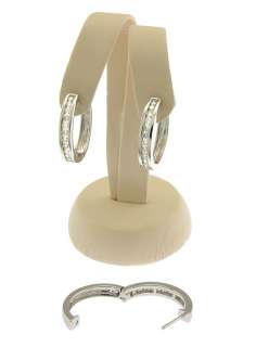 14K WG Ladies Diamond Hoop Earrings  