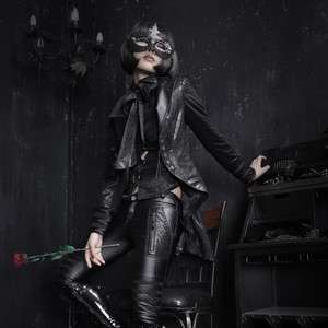   Mantel Kostüm Gothic V Kei Punk Rave schwarz Frack Bünnenoutfit