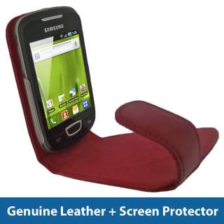 Genuine Leather Case for Samsung Galaxy Mini S5570 Red Android Cover 