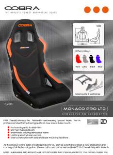 COBRA monaco pro bucket race seats orange FIA mx5  