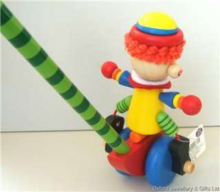 TRADITIONAL, CHILDS WOODEN PUSH ALONG  CYCLING CLOWN  