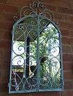 Shabby outdoor indoor metal ornate grey scroll arched wall mirror so 