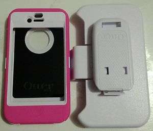 OTTERBOX DEFENDER IPHONE 4 HOT PINK WHITE CASE WHITE HOLSTER CLIP FOR 