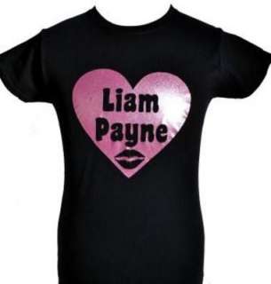 LOVE LIAM PAYNE~ONE DIRECTION/1D BLACK KIDS T SHIRT with PINK GLITTER 