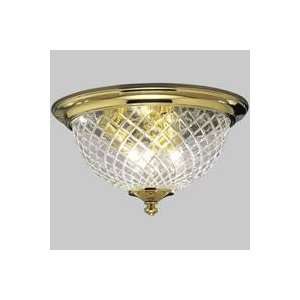 Lighting Diamond Pattern Glass Polished Brass Three Light Flush Mount 