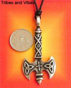 51mm Twin Bladed Viking Axe Pendant Necklace larp NEW  