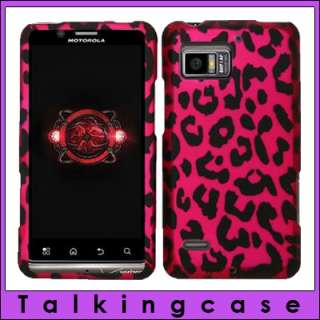   Black Leopard Rose Pink Texture Hard Case Cover Motorola Droid 