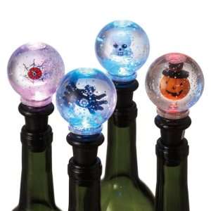  HALLOWEEN ICON Bottle Stoppers set of 4 Lights Up Changes 