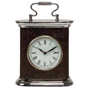  Imax Tall Faux Leather and Nickel Desk Clock
